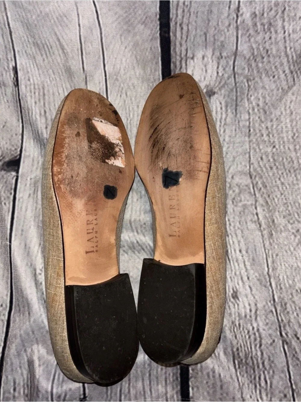 Lauren Ralph Lauren Tan Oxford Loafers Slipper Shoes Embroidered  Logo 8 1/2 B